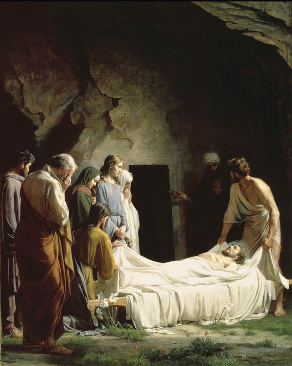 Carl Bloch (1834-1890), The Entombment, (Nicodemus on the left, Joseph of Arimathea on the right), 1873 św. Józef z Arymatei i Nikodem